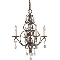Lampadario Contemporaneo Chateau Acciaio Bronzo Moka Cristallo 4 Luci E14