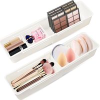 Lade-organizer, 2 stuks verstelbare ladeverdelers, Drawer Dividers 26,8-38,3 cm lang en 5.5 cm hoog ,9 cm breed, hangende make-uptafel, organizer voor lade, cosmetica, make-up, kantoor