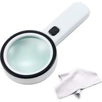 Extra Large Handheld Strong Magnifying Glass With 12 Led And Uv Light,20x Best Jumbo Size Illuminated Magnifier For