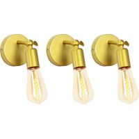 Lámpara de Pared Vintage E27 Retro Industria 180° Giratorio Iluminación de Pared Interior para Sala Dormitorio Pasillo Dorada 3PCS