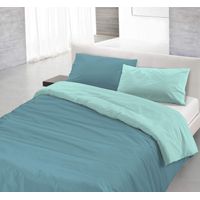 Italian Bed Linen Natural Color Parure Copri Piumino, 100% Cotone, Ottanio/Verde Acqua, Una Piazza e Mezza