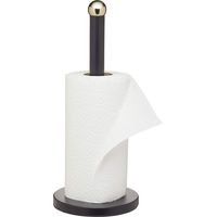 MasterClass Porta rotolo da cucina nero con inserti in ottone, acciaio inox, 15 x 15 x 35 cm