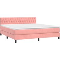 Box Spring Bed with Mattress&LED Pink 180x200cm Velvet vidaXL