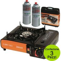 Multipack 2 bombole gas più fornello barbecue brixo modello cuba jy-500a