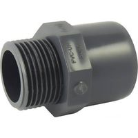 Raccord PVC mixte mâle/femelle ou mâle/mâle à visser et coller – Ø A: 40mm, Ø B: 50mm, Ø C: 1''1/2 – Pression 16 bars – Ezfitt
