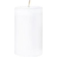 Candela cilindrica decorata "Pillar Lucid" decorazione natalizia Ø 9 cm -Bianco / Grande