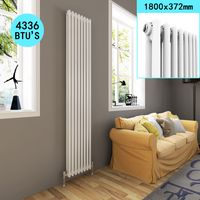 ELEGANT Traditional Radiator Cast Iron Style Radiator White Double Vertical Column Rads 1800 x 372 mm