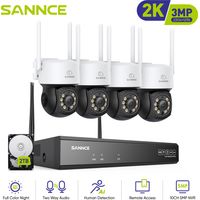 SANNCE Kit Videosorveglianza Wireless 3MP Telecamere Visione Notturna Avviso E-mail CCTV Telecamere Sicurezza Sistema - 2TB HDD