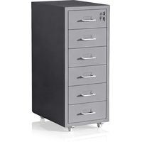 Steel Mobile Desk Pedestal, 6 Drawers, Lockable