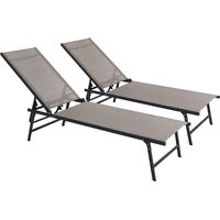 2er-Set Sonnenliegen aus Metall "Sublima" – 180 x 54 x 104 cm – Taupe