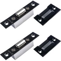 Loquet à rouleau silencieux, loquet à boule robuste avec gâche pour porte de placard (noir)