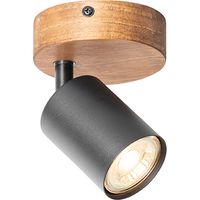 Industrial Spotlight Black with Wood Tiltable - Jeana