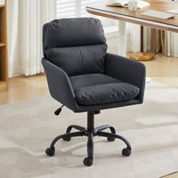 Kunstleder, PU-Material, schwarze Basis, höhenverstellbar, geeignet für Büro, Schlafzimmer, Schminktisch und andere Umgebungen. Ein Bürostuhl.Black.