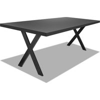 Tavolo da pranzo 220x100cm in legno e metallo con piedi ad "X" e ripiano in colore legno nero