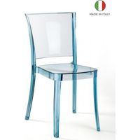 Sedia Trasparente in Policarbonato Traslucido Colorato - LUCIENNE Colore Azzurro, Opzioni 1° scelta