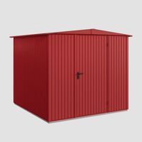 Hörmann Ecostar Metall-Gerätehaus Trend mit Satteldach Typ 2, 259 x 248 cm, purpurrot, 5,7 m², 1-flüglige Tür