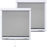 Volet Moustiquaire – Pack de 2 moustiquaires enroulables ALU 145 cm x 100 cm – Toile en fibre de verre imputrescible – Ajustable en largeur jusqu'à 40 cm