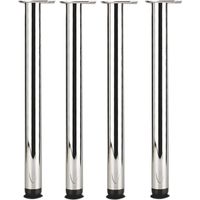 Camar Tischbeine höhenverstellbar 1100-1200mm rund ø 60mm Set Zoom - Tischfüße ideal als Stehtischbeine & Bartischbeine verwendbar - inklusive Montageplatten für Tischbeine, 4x Stahl chrom