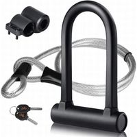 Pr Antivol en U pour vélo U + câble antivol en acier avec support 2 en 1 antivol de vélo en U flexible câble en acier
