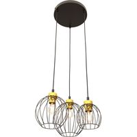 Lampada a sospensione loft tonda nero-oro 3xE27 Nando