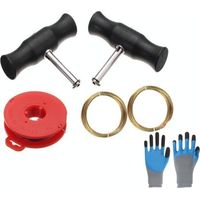 Kit d'outils universels de démontage de pare-brise en 5 pièces, kit de réparation de pare-brise, 2 outils de démontage de pare-brise, 3 rouleaux de fil de fer, fil d'acier pour pare-brise.