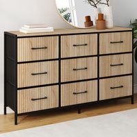 Baúl de tela de 9 cajones UTAH 115 CM mueble de almacenaje de diseño industrial efecto listones