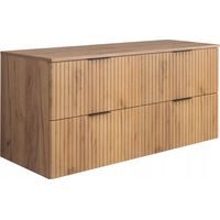Rodan Waschbeckenunterschrank 120 cm, Braun Matt und Eiche, 46 x 120 x 57 cm, 2 Schubladen mit Soft-Close, feuchtraumgeeignet