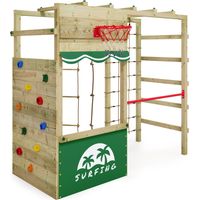 Wickey – Structure d'escalade en bois avec mur d'escalade et panier de basket – Bois d'épicéa et pin européen – Pour enfants jusqu'à 12 ans