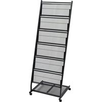 Vidaxl – Porte-revues en acier noir 47,5 x 43 x 133 cm – 6 étagères A4 – Avec roulettes pour déplacement facile