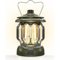 Lampada da campeggio a LED ricaricabile, dimmerabile, illuminazione di emergenza, durata della batteria di 130 ore, per interruzioni di corrente, uragani, uso esterno, decorazione vintage (verde)
