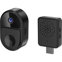 Smart Video Türklingel 1080P WiFi Kamera Zwei-Wege-Video-Gegensprechanlage Drahtlose Außentürklingel Smart Life APP Sicherheitsschutz,Schwarz