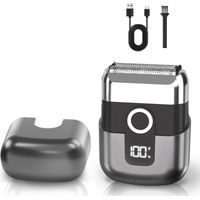 Rasoir électrique à grille pour homme, rasoir sans fil étanche IPX7 avec 3 lames flottantes, écran LED, rechargeable rapidement par USB-C, pour les voyages et la maison