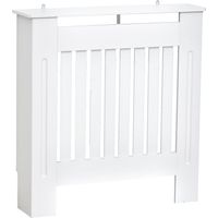 easycomfort copritermosifone in legno bianco per caloriferi e radiatori, con doghe verticali e piano d'appoggio, 78x19x81cm