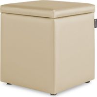 Pouf Cube Rangement Similicuir Écru 1 UNITÉ Écru