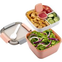 Fresh salad lunch container, salad bowl, 3 salad dressing containers, salad toppings, snacks