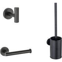 Adema Sparkle 2.0 Ensemble WC - porte-rouleau - crochet à serviette - porte-brosse de toilette - noir mat