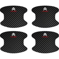 (4 pièces) Film protecteur pour poignées de porte de voiture,en fibre de carbone,pour seuils de porte et poignées Citroën C3,C4,DS4,C5,C5X et C-Quatre