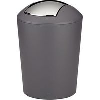 Poubelle de Salle de Bain en Plastique Gris et Argent Marta - 5L