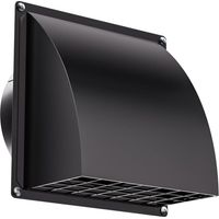 HG Power 100mm Ventilation Grille, External Ventilation Grille, Integrated Backflow Preventer, Removable Grille, for Dryers, Kitchens, Ventilation Systems, Ø 10 cm (15.5 x 15.5 cm), Black