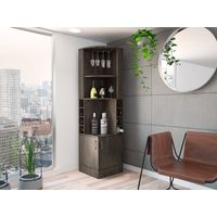 Tuhome Concept – Meuble bar d'angle cognac avec porte-gobelet – Dimensions 180,6 x 46,9 x 46,9 cm – Panneau mélaminé pour rangement bouteilles et verres