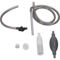 Unidad de cambio de agua para acuario con válvula de control y clip de seguridad.