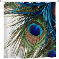 Peacock Shower Curtain, Peacock Feather Eye Waterproof Fabric Bathroom Shower Curtains, 72 x 72 Inch, Colorful