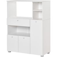 Credenza da Cucina per Microonde e Forno, Mobile Cucina con Armadietti, Mensole e Cassetto, Mobile Dispensa Moderna in Truciolato per Soggiorno, 90x40x120 cm, Bianco