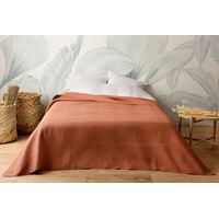 Jeté de lit uni 100% polyester "Hawai" - 250x260cm - Terre cuite