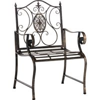 CLP – Fauteuil de jardin en fer bronze – Chaise robuste avec revêtement par poudrage – Hauteur d'assise 40 cm – Largeur 62 cm – Confortable et décoratif