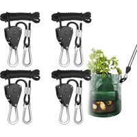 Corde à cliquet en 4 brins avec crochet, 2 m de long, réglable avec tendeur à crochet de 3 mm (1/8"), pour suspendre des plantes légères. Chaque brin supporte 60 kg.