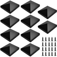 10 PCS Capuchon pour Poteau de Cloture, Capuchons de Poteau en Plastique Cache Poteau 10x10 Capuchon de Protection pour Poteau en Bois Chapeaux pour Poteaux Cloture Noir avec 20 Vis