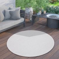 Paco Home Tappeto Esterni Rotondo Resistente Balcone Terrazza Cucina Motivo Monocolore Ø 200 cm tondo, Ivoire