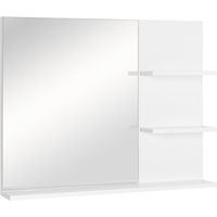 kleankin Espejo de Baño para Colgar en la Pared Espejo de Pared con 3 Estantes Incorporados 60x10x48 cm Blanco