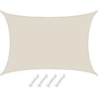 Voile d'ombrage étanche 4x6m en polyester – Protection solaire UPF50+ – Résistante au vent et à l'eau – Forme concave pour tension optimale – Amanka